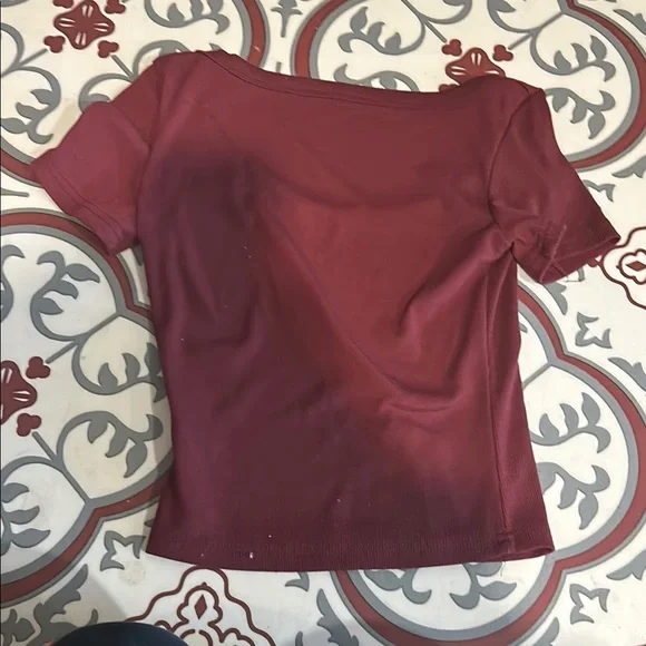 Red Fitted Bodysuit Crop Top - Picture 2 of 2